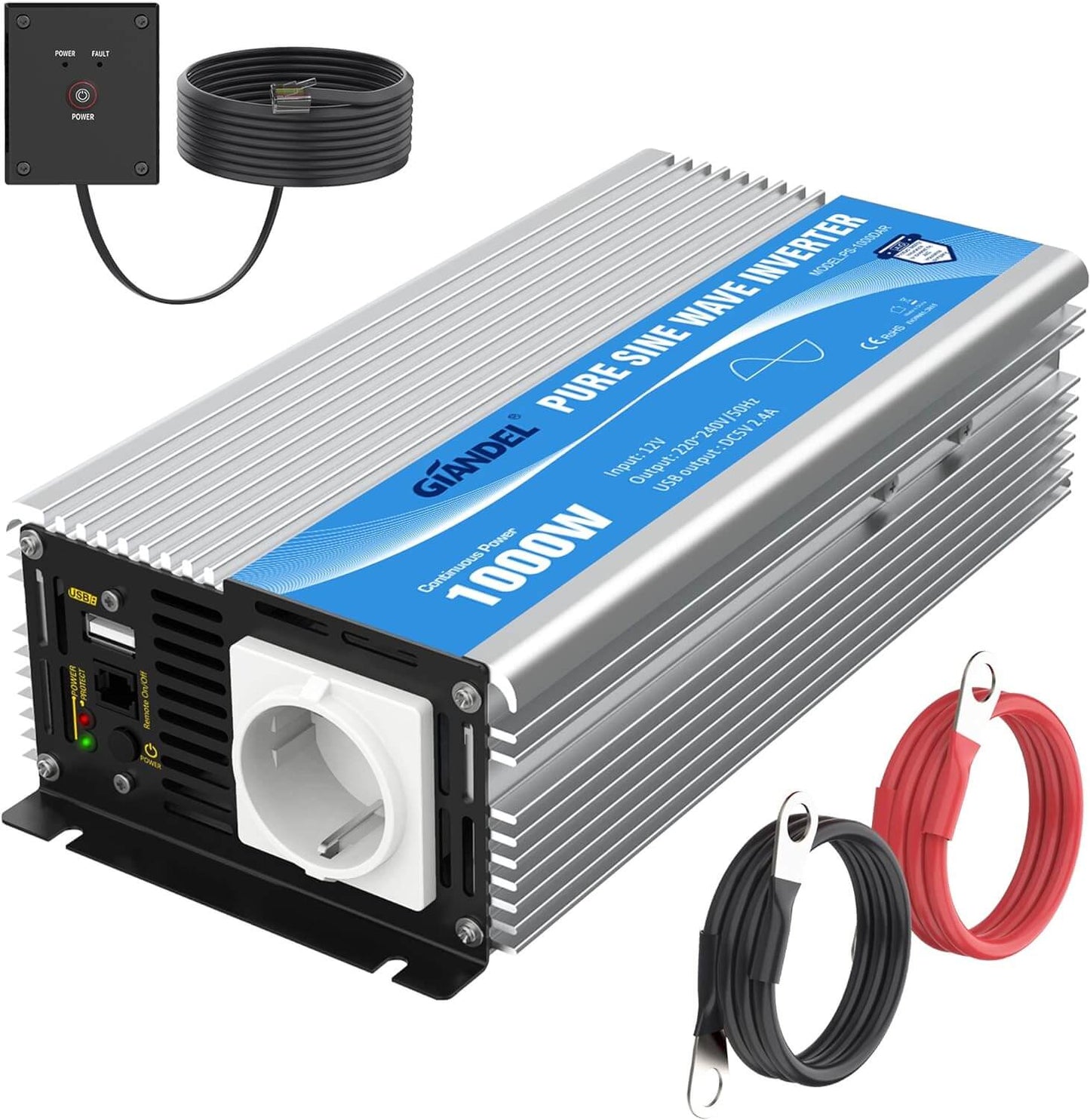1000W Reiner Sinus Wechselrichter 12V auf 240V