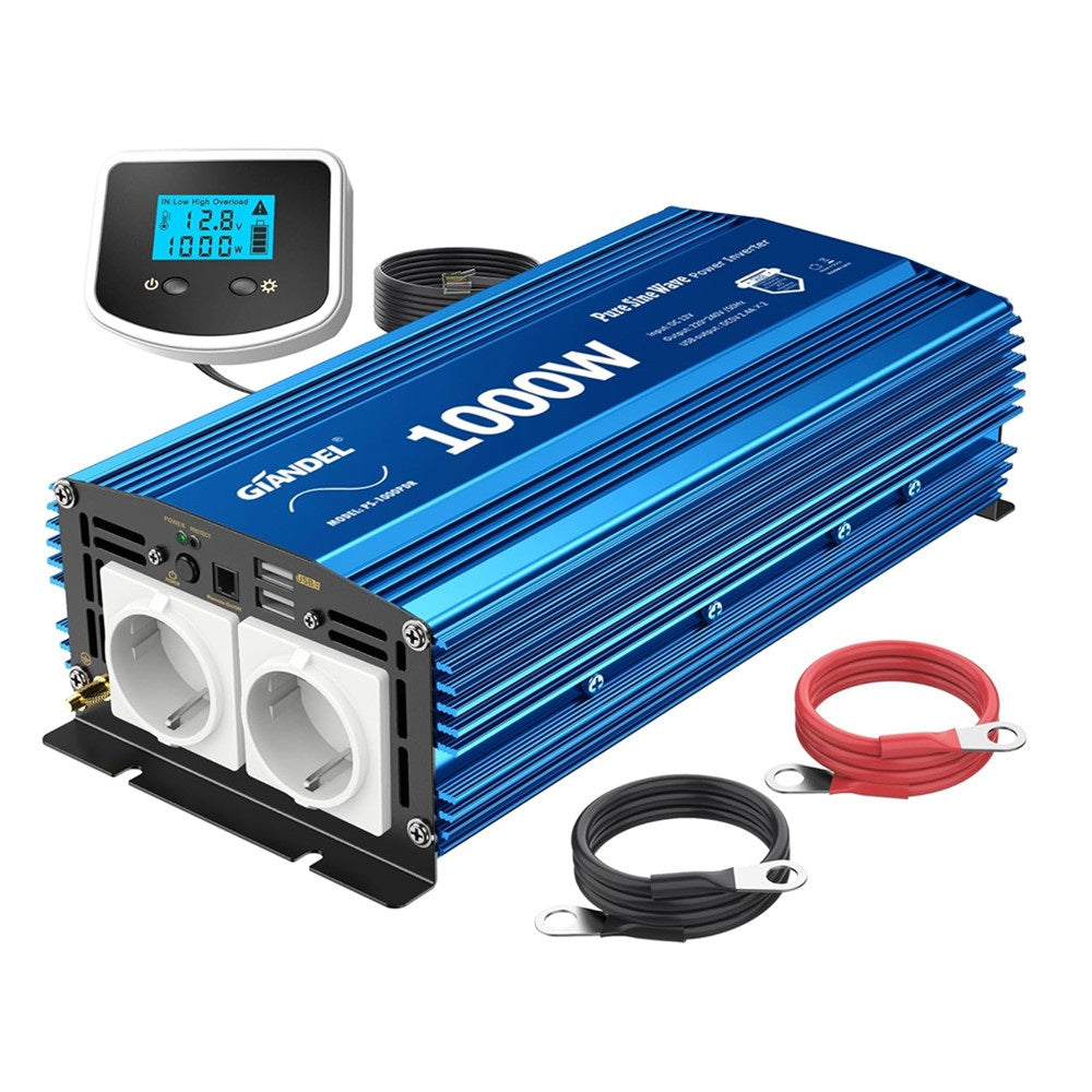 1000W Reiner Sinus Wechselrichter 12V auf 230V 240V