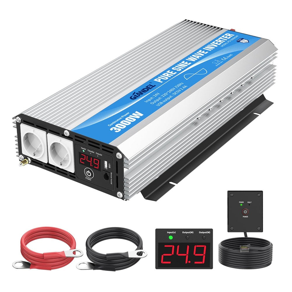 3000W Reiner Sinus Wechselrichter 24V auf 220V 240V