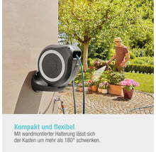 Wandschlauchbox GARDENA RollUp M inkl. 20 m Schlauch, 180° schwenkbar und RollControl-Technologie