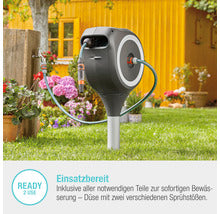 Gartenschlauchbox RollUp S mit Erdspieß inkl. 15 m Schlauch, 360° schwenkbar und RollControl-Technologie