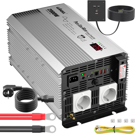 2000W Reiner Sinus Wechselrichter mit Netzvorrangschaltung 12V auf 240V